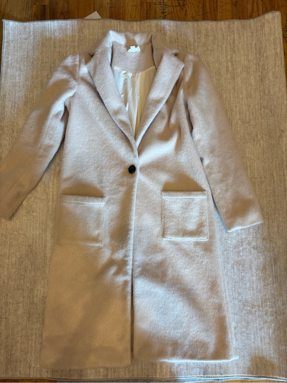 Everly Women’s Cream Colored Long Wool-Blend Coat Size Small - Picture 2 of 15